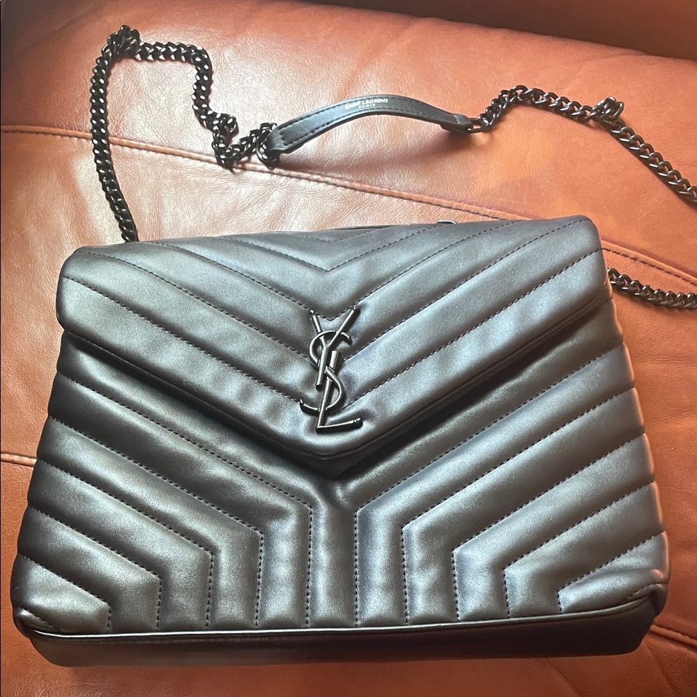 Yves Saint Laurent Black Chevron Shoulder Bag